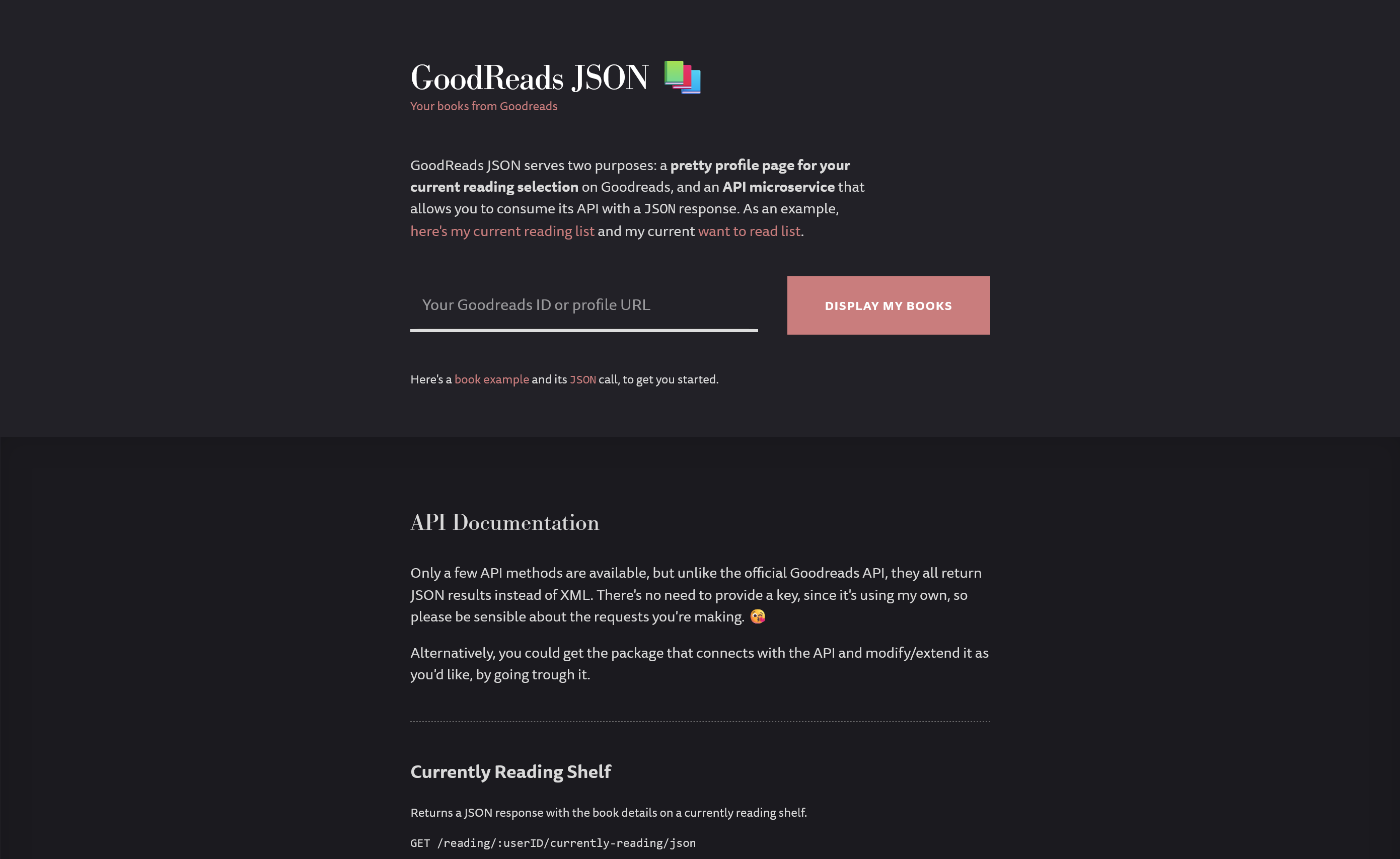 GoodReads JSON API